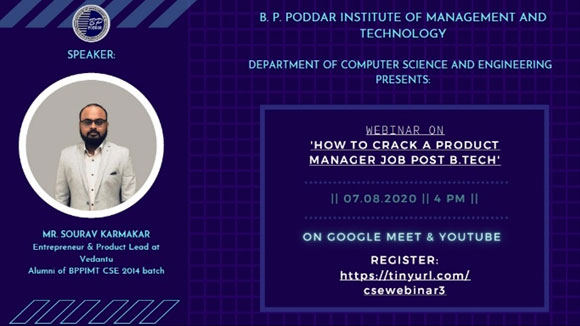 Webinar on How to Crack a Product Manager Job Post B.Tech., 7th August, 2020