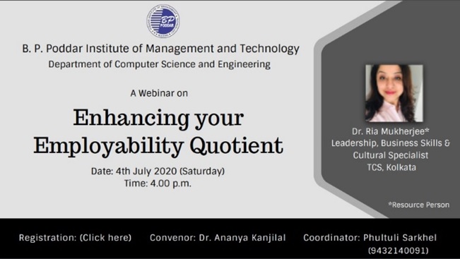 Webinar on Enhancing your Employability Quotient, 4th June, 2020